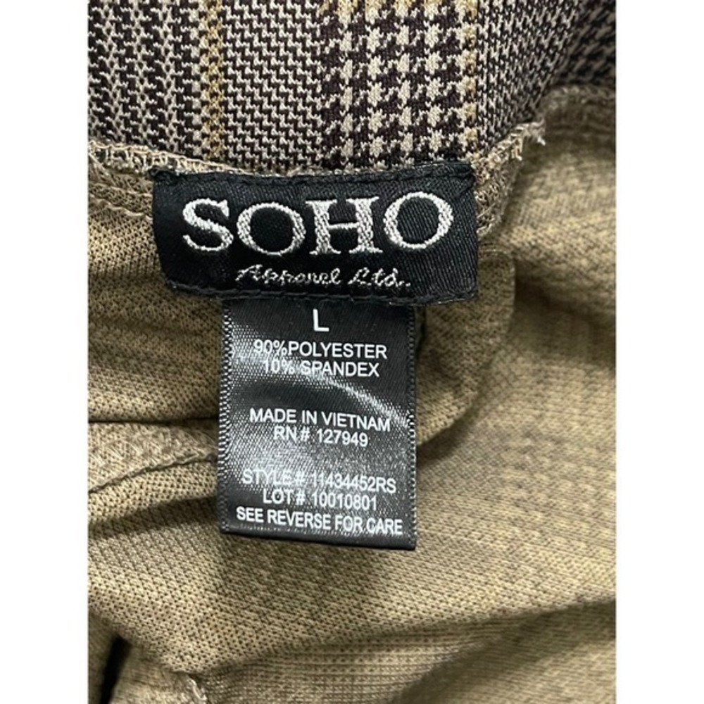 SOHO Apparel Brown Yellow Glen Plaid Pull On Skinny Pants Womens Size Large - Picture 3 of 11